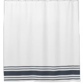 Smoky Navy und White Classic Stripe Border Duschvorhang (Vorderseite)