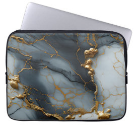 Smoky Onyx Marble with Golden Veins Laptopschutzhülle