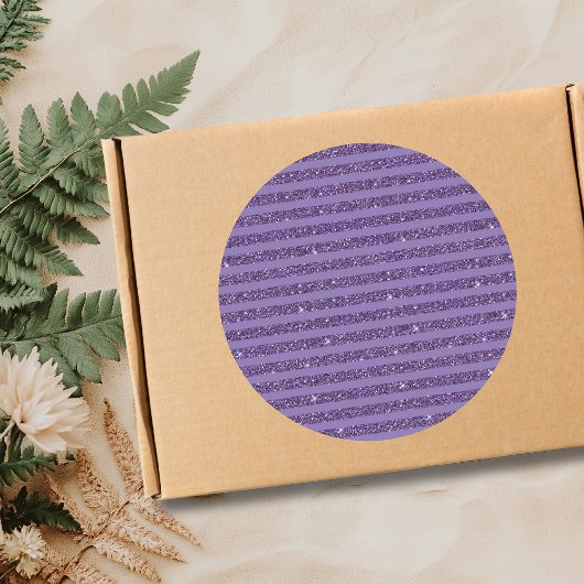 Smoky Plum Glitter Style Horizontal Stripes Runder Aufkleber