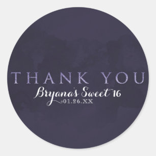 Smoky Plum Grau Chic Glam Modern DANKE Favor Runder Aufkleber