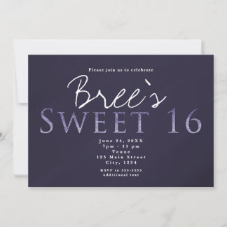 Smoky Pum Gray SWEET 16 Geburtstagsparty Einladung