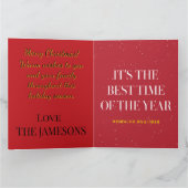 Smoky Red Gold Frame Holiday Cheer Karte (Innenseite)