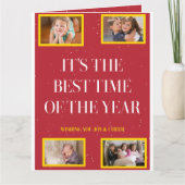 Smoky Red Gold Frame Holiday Cheer Karte (Vorderseite)