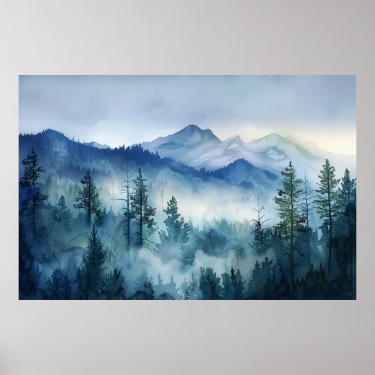 Smoky Sleeping Ute Mountain Aquarellen Bilder Poster (Vorne)