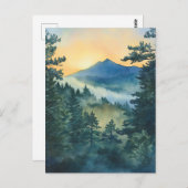 Smoky Sleeping Ute Mountain Aquarellen Bilder Postkarte (Vorne/Hinten)