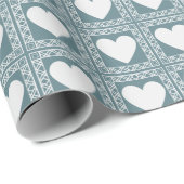 Smoky Teal Geometric Hearts Valentine Gift Geschenkpapier (Rolleneckpunkt)