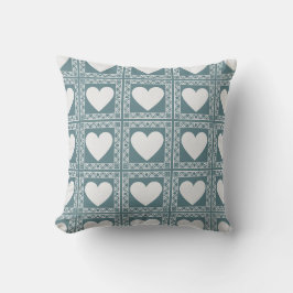 Smoky Teal Geometric Hearts Valentine Gift Kissen
