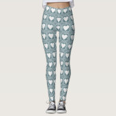 Smoky Teal Geometric Hearts Valentine Gift Leggings (Vorderseite)