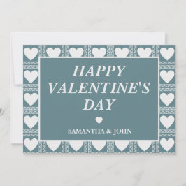 Smoky Teal Geometric Hearts Valentine’s Gift Feiertagskarte