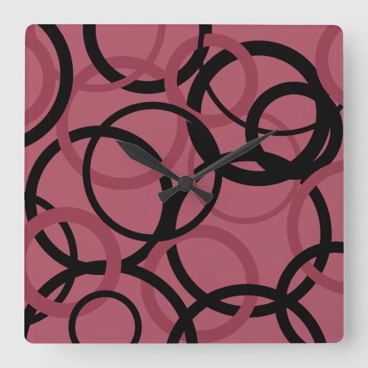 Smoky Topaz and Black Circles Quadratische Wanduhr (Vorderseite)