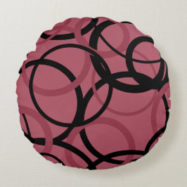 Smoky Topaz und schwarze Kreise Rundes Kissen