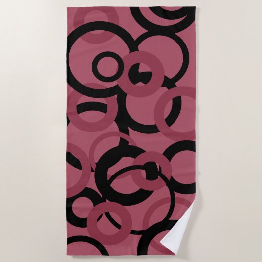 Smoky Topaz und schwarze Kreise Strandtuch (Vorderseite)