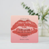 Smooch Lips Wedding Einladung (Stehend Vorderseite)