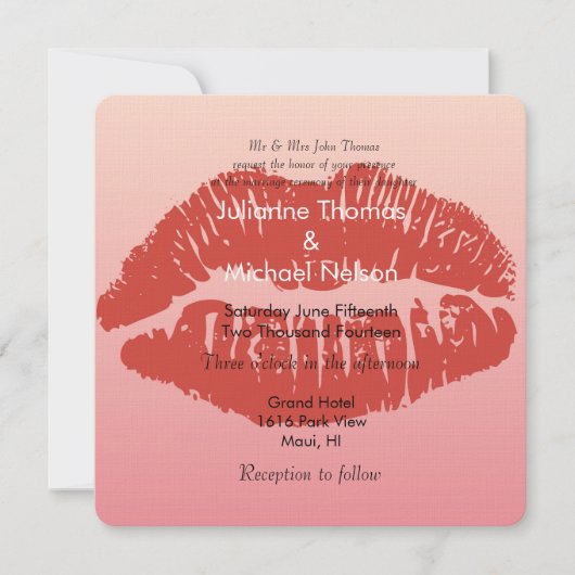 Smooch Lips Wedding Einladung (Vorderseite)