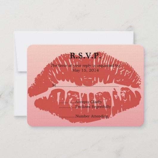 Smooch Lips Wedding RSVP Karte (Vorderseite)