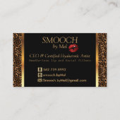 Smooch - Makeup Artist mit Leopard und Roten Lippe Visitenkarte (Rückseite)