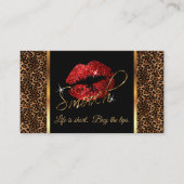 Smooch - Makeup Artist mit Leopard und Roten Lippe Visitenkarte (Vorderseite)