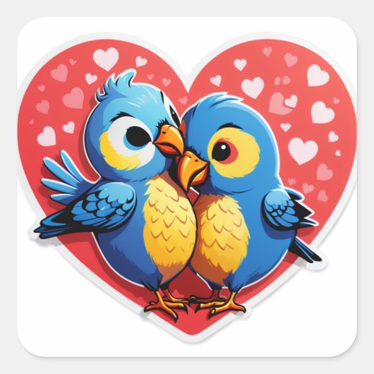 Smooches for You! – Lovebird Kiss Sticker (Vorderseite)
