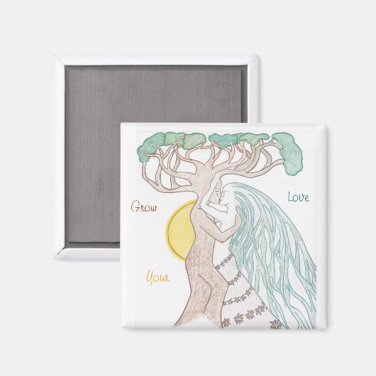 Smooching Tree Couple Magnet (Vorderseite/Rückseite)