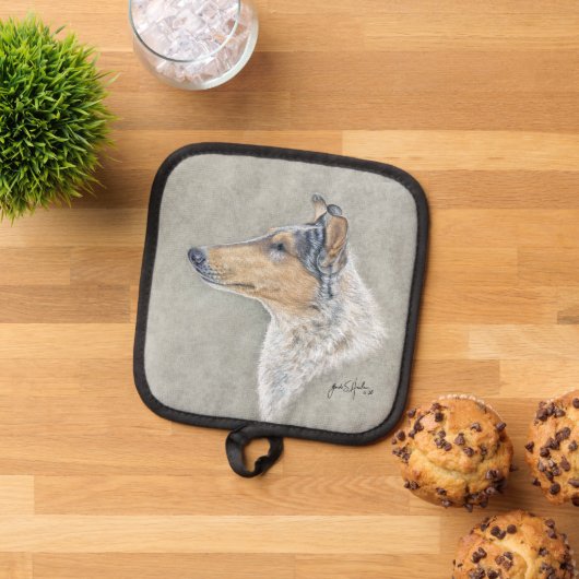 Smooth Blue Merle Collie Topflappen (Oben Unten)