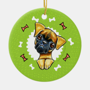 Smooth Brussels Griffon Dog Bones Weihnachtsfeier Keramikornament