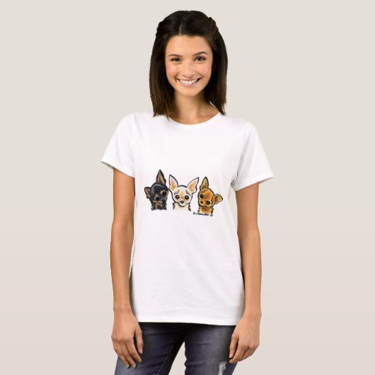 Smooth Chihuahua Trio T-Shirt (Vorne ganz)