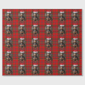 Smooth Coat Dachshund Red Holiday Plaid Christmas Geschenkpapier (Flach)
