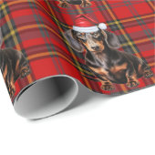 Smooth Coat Dachshund Red Holiday Plaid Christmas Geschenkpapier (Rolleneckpunkt)