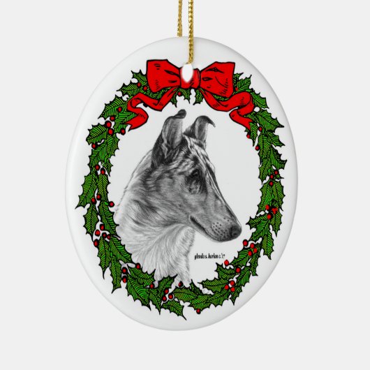 Smooth Collie Art von Glenda S. Harlan Keramik Ornament (Rechts)