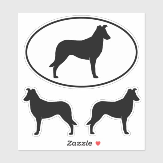 Smooth Collie Dog Silhouetten Vinyl Sticker Set (Blatt)