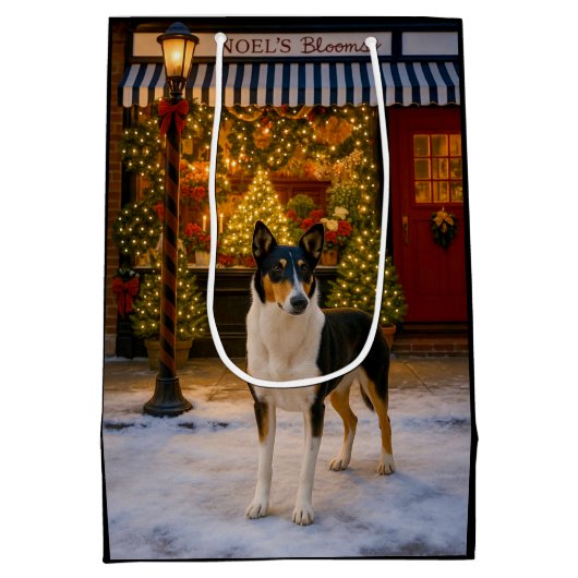 Smooth Collie Holiday Mittlere Geschenktüte (Rückseite)