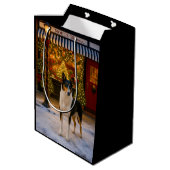 Smooth Collie Holiday  Mittlere Geschenktüte (Rückseite Schrägansicht)
