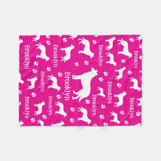 Smooth Collie Personalized Dog Blanket Bright Pink Fleecedecke (Vorderseite (Horizontal))