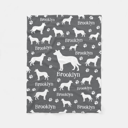 Smooth Collie Personalized Dog Blanket Dark Gray Fleecedecke (Vorderseite)