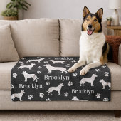 Smooth Collie Personalized Dog Blanket Dark Gray Fleecedecke