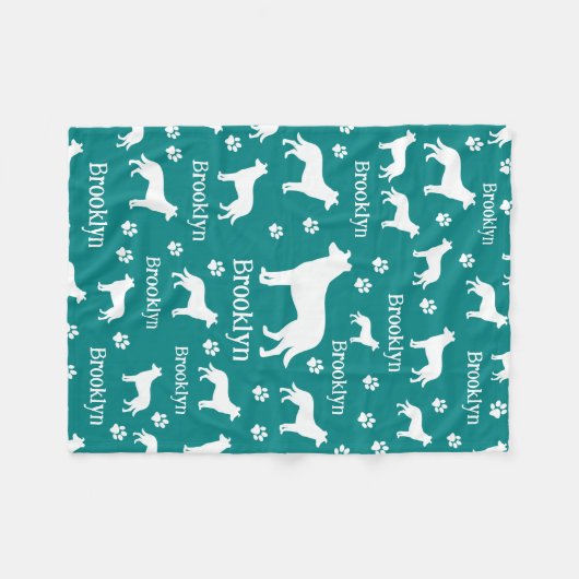 Smooth Collie Personalized Dog Blanket Deep Teal Fleecedecke (Vorderseite (Horizontal))