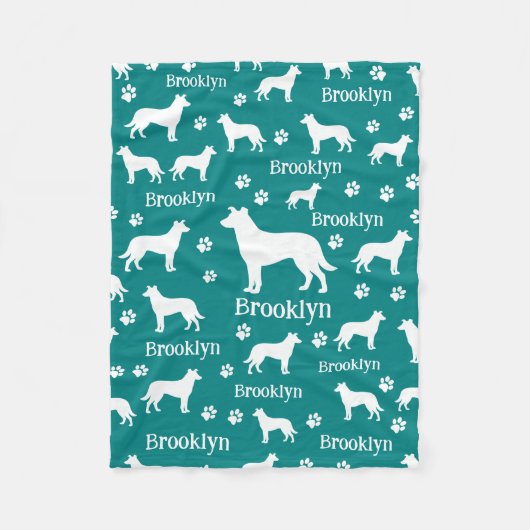 Smooth Collie Personalized Dog Blanket Deep Teal Fleecedecke (Vorderseite)