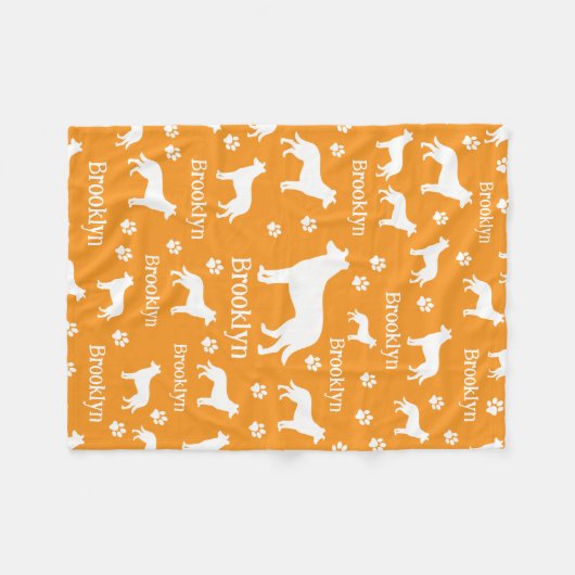 Smooth Collie Personalized Dog Blanket Orange Fleecedecke (Vorderseite (Horizontal))