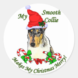 Smooth Collie Weihnachtspenden Runder Aufkleber