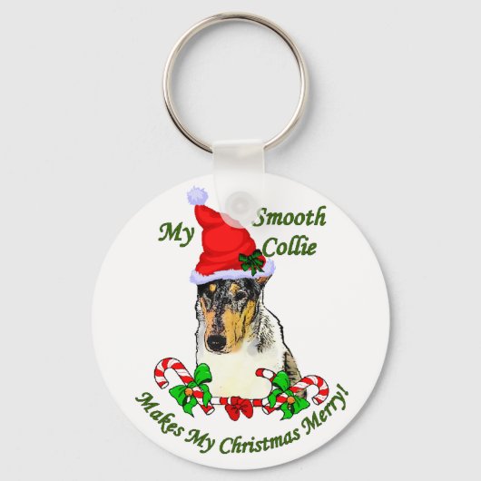 Smooth Collie Weihnachtspenden Schlüsselanhänger (Vorderseite)