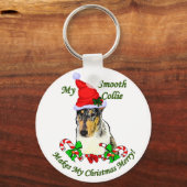Smooth Collie Weihnachtspenden Schlüsselanhänger (Vorderseite)