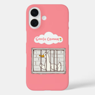 Smooth Criminal Duck - Funny Cartoon Jailbird Pink iPhone 16 Hülle
