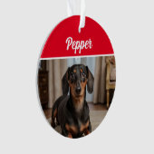 Smooth Dachshund with Name and Photo Christmas Ornament (Vorderseite)