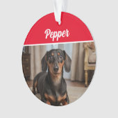 Smooth Dachshund with Name and Photo Christmas Ornament (Vorderseite)