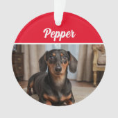 Smooth Dachshund with Name and Photo Christmas Ornament (Vorderseite)