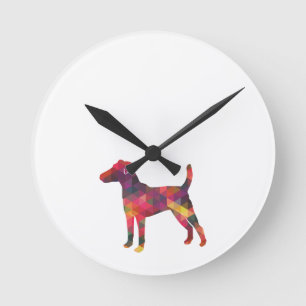 Smooth Fox Terrier Dog Breed Geo Silhouette Multi Runde Wanduhr