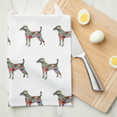 Smooth Fox Terrier Dog Breed Geo Silhouette Pläd Geschirrtuch (Viertel Falte)