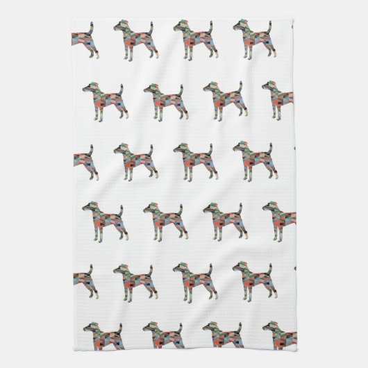 Smooth Fox Terrier Dog Breed Geo Silhouette Pläd Geschirrtuch (Vertikal)