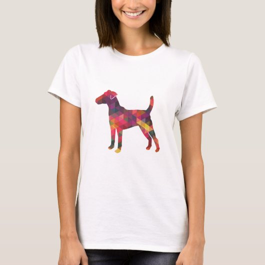 Smooth Fox Terrier Dog Geo Silhouette Multi T-Shirt (Vorderseite)