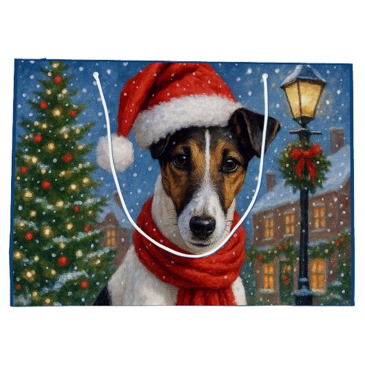 Smooth Fox Terrier Holiday  Große Geschenktüte (Rückseite)